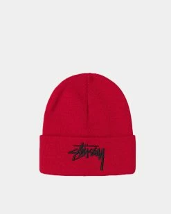 Stüssy Big Stock Cuff Beanie (Deep Red)