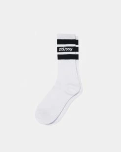 Stüssy Stripe Crew Socks (White | Black)