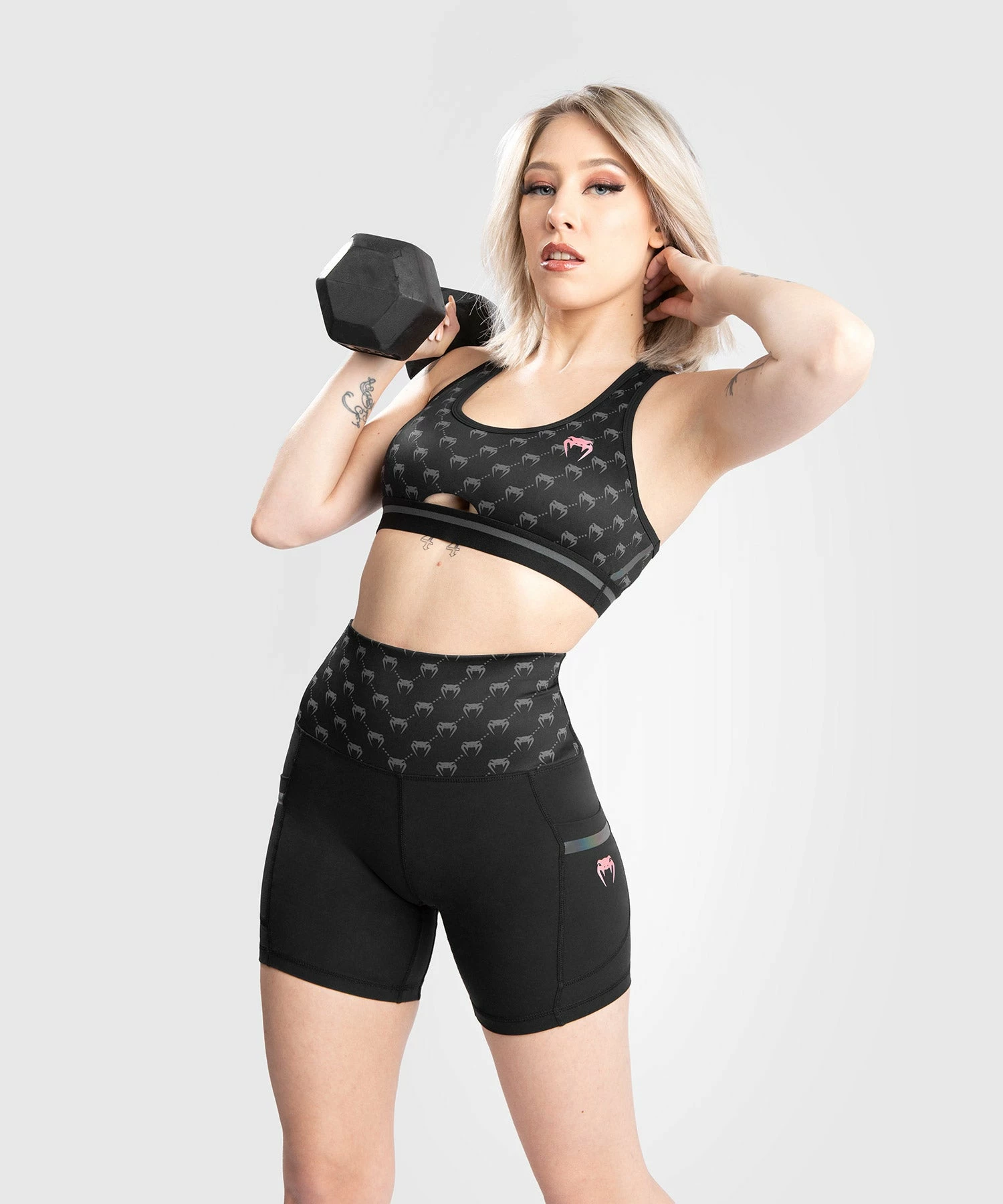 Venum Monogram Compression Shorts - For Women - Black/Pink Gold 3 Venum Monogram Compression Shorts - For Women - Black/Pink Gold