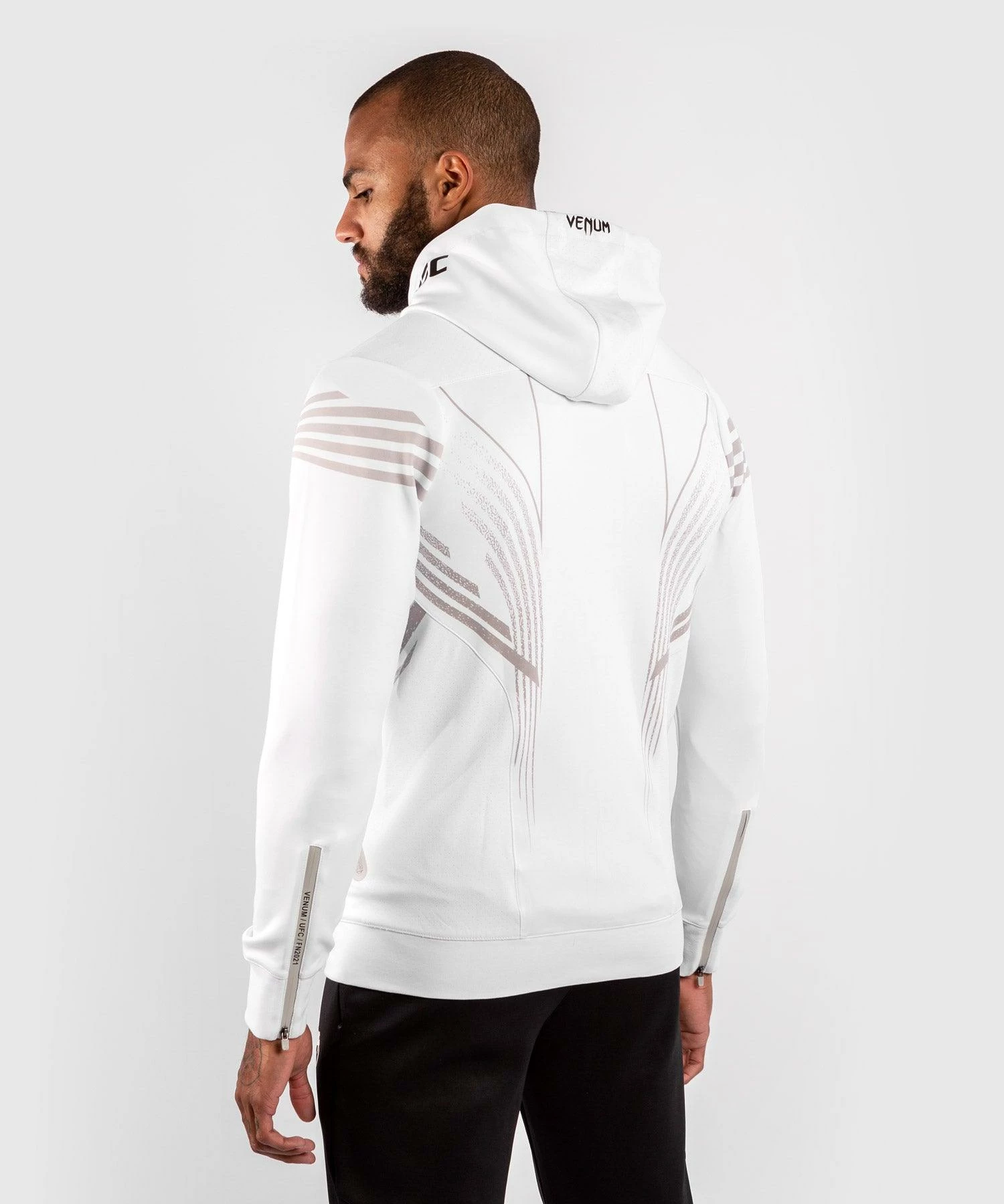 UFC Venum Personalized Authentic Fight Night Men's Walkout Hoodie - White - Image 4