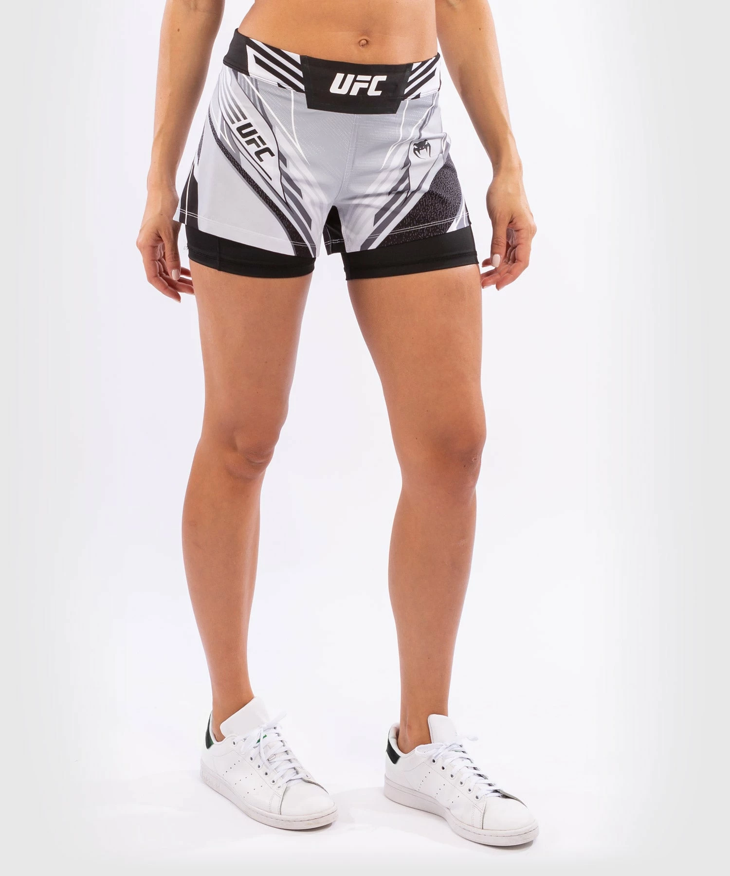 UFC Venum Authentic Fight Night Women's Shorts - Short Fit - White 6 UFC Venum Authentic Fight Night Women's Shorts - Short Fit - White - Image 4