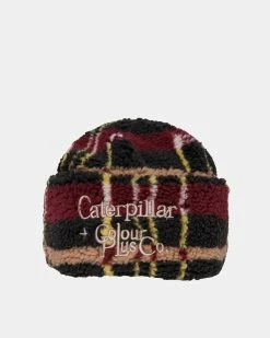 Caterpillar + Colour Plus Co Plaid Sherpa Beanie (Tawny Port Plaid)