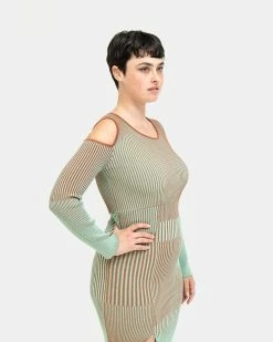 Andersson Bell Ellison Paneled Knit Dress (Jade | Brown) -Venum Shop AnderssonBell Dress 03