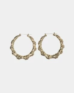 Seville Michelle Plain Gold Bamboo Hoop Earrings