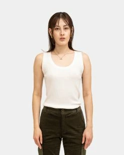 Atmos Pink Basic Ribbed Tank Top (White)