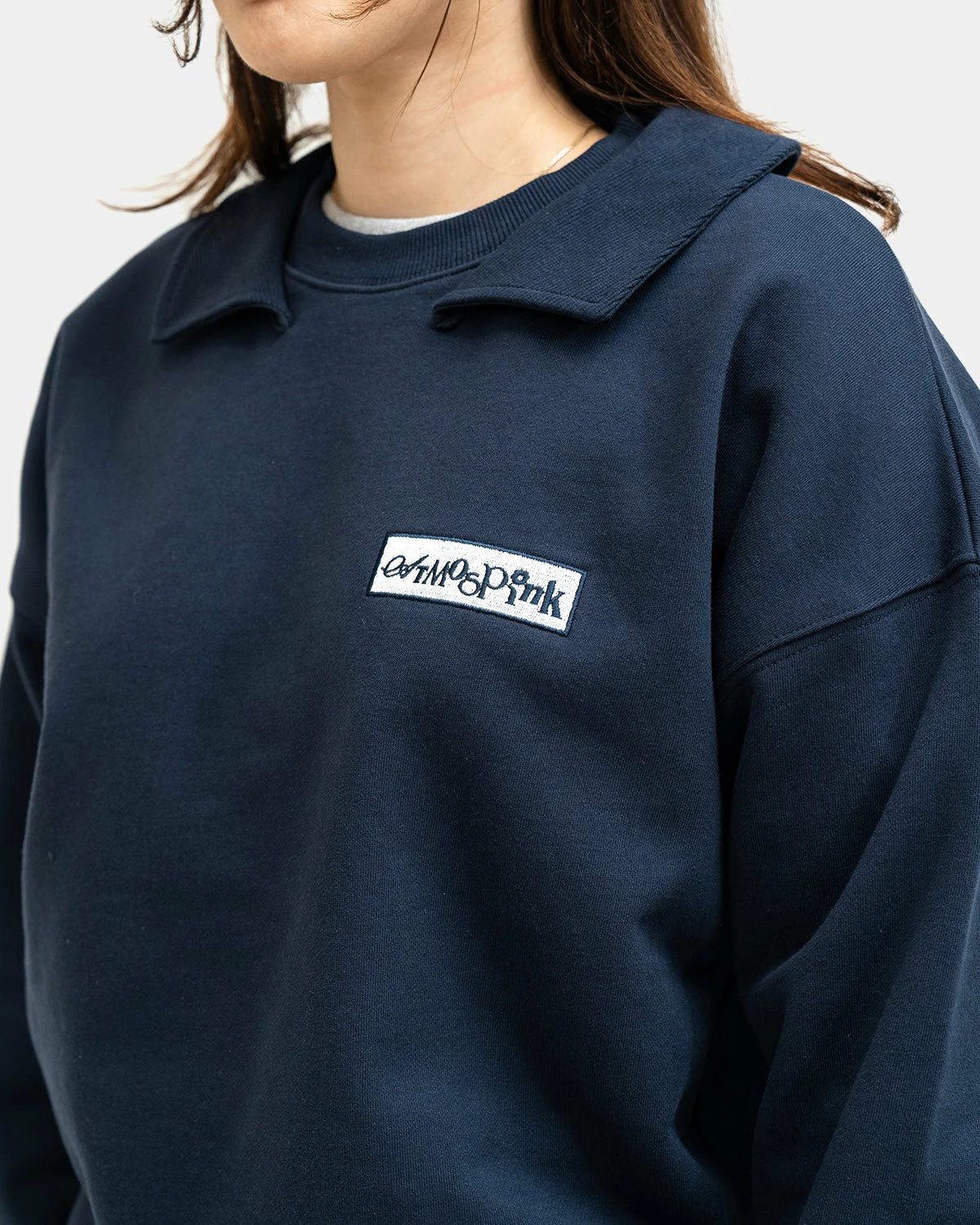 Atmos Pink Collared Sweat Top (Navy) 4 Atmos Pink Collared Sweat Top (Navy) - Image 2