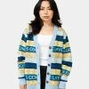 Atmos Pink Handwritten Style Jacquard Knit Cardigan (Blue) -Venum Shop SS 08475