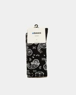 Atmos USA Atmos Paisley Socks (Black | White) -Venum Shop atmos ATM PA S012 BLK 01