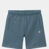 Carhartt WIP Chase Sweat Short (Juniper) -Venum Shop carhartt I028950 00M XX blue 01