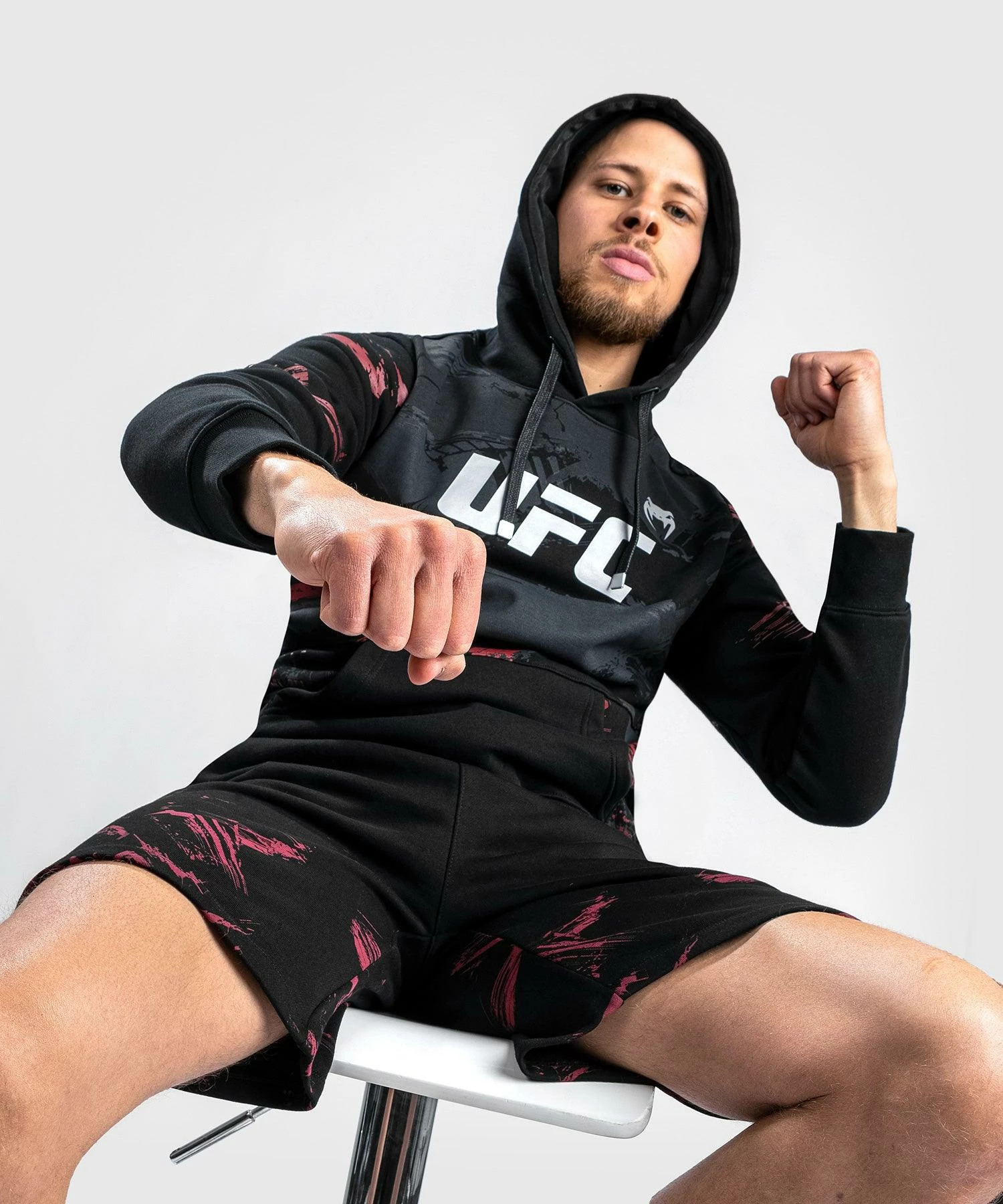 UFC Venum Authentic Fight Week Men's 2.0 Pullover Hoodie - Black/Red - Image 2