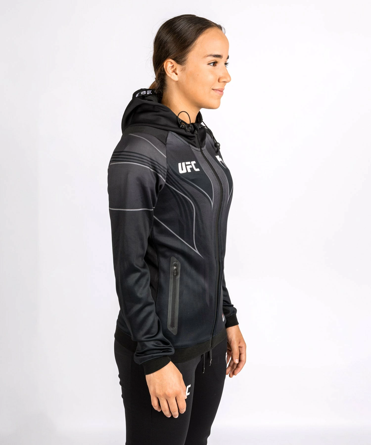 UFC Venum Personalized Authentic Fight Night 2.0 Women's Walkout Hoodie - Black 4 UFC Venum Personalized Authentic Fight Night 2.0 Women's Walkout Hoodie - Black - Image 2