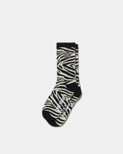 Honor The Gift Co Heavy Knit Zebra Sock (White | Black)