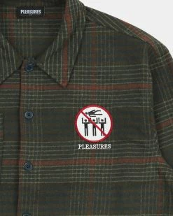 Pleasures Surfing Flannel (Green) -Venum Shop pleasures P22F027 GREEN 03