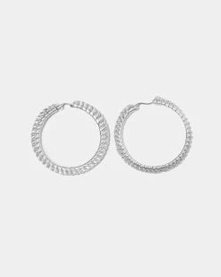 Seville Michelle Silver Malena Medium Hoop Earrings